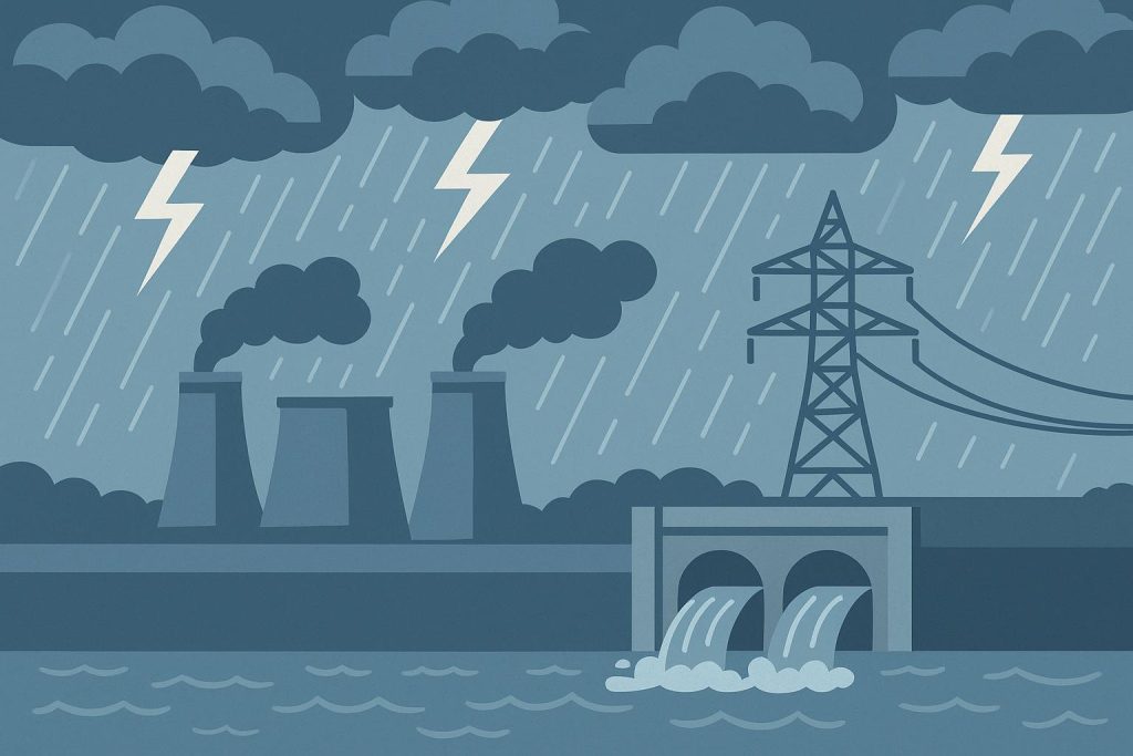 Stormwater control systems managing electricity and water supply during heavy rainfall events