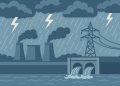 Stormwater control systems managing electricity and water supply during heavy rainfall events