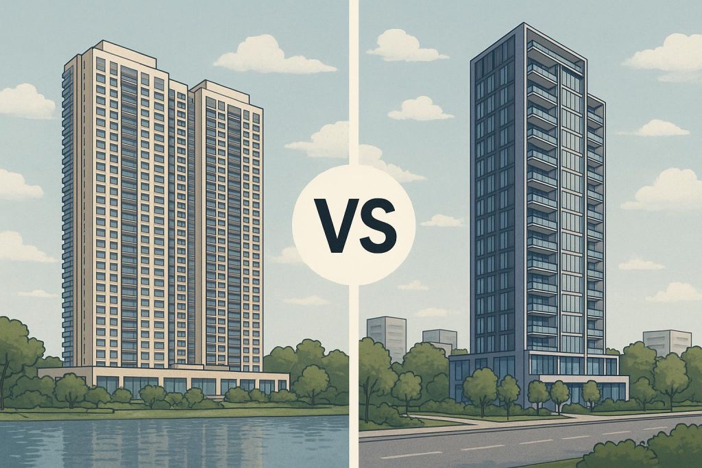 Modern residential buildings representing The Continuum and River Modern investment comparison