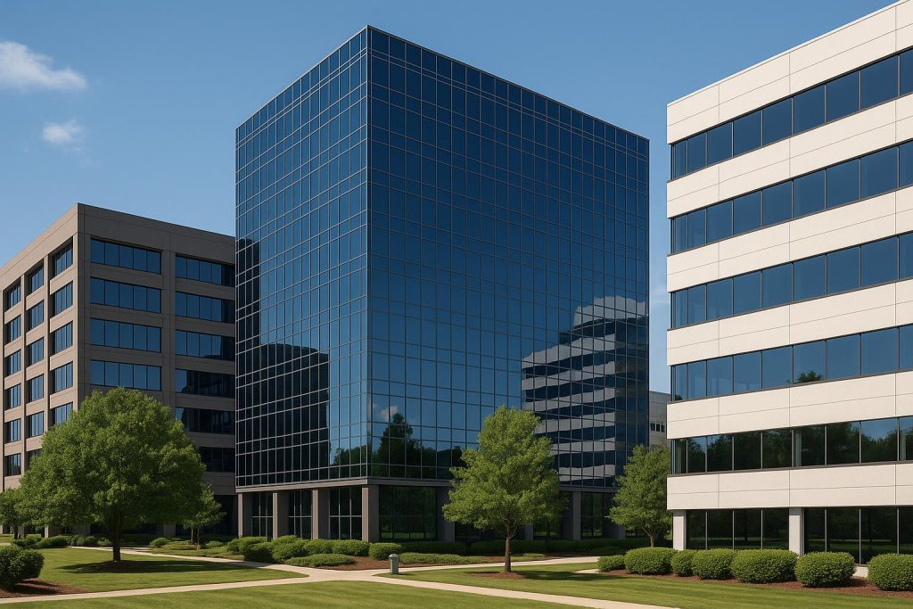 Modern commercial office buildings representing commercial real estate insights and trends