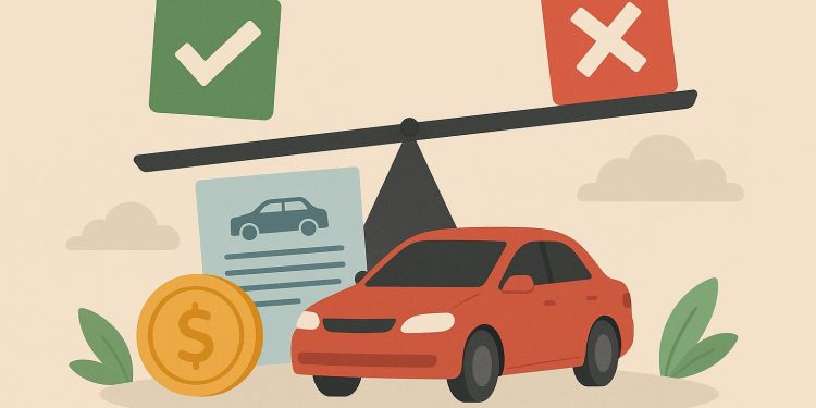 Car keys and cash on a contract symbolize the benefits and risks of registration loans