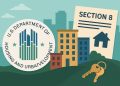 HUD Section 8 housing development with apartment buildings and real estate investment concept
