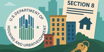 HUD Section 8 housing development with apartment buildings and real estate investment concept