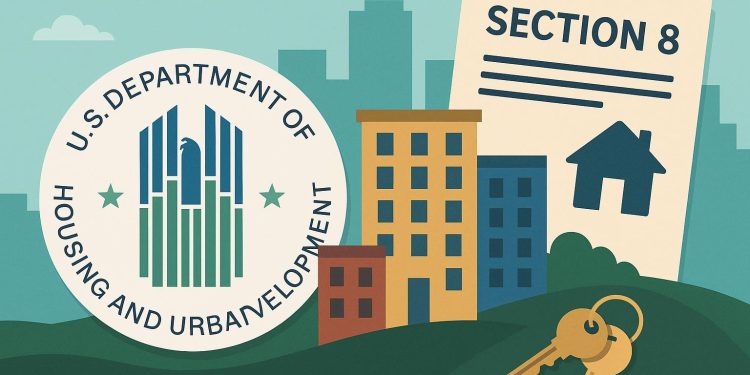 HUD Section 8 housing development with apartment buildings and real estate investment concept
