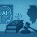 Gavel and artificial intelligence icons representing AI use in Illinois domestic violence cases