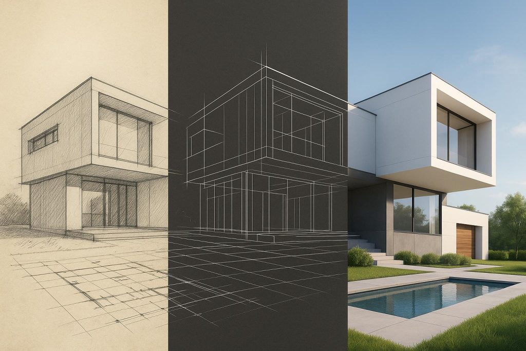 3D architectural competition entry showcasing innovative design and modern visualization techniques