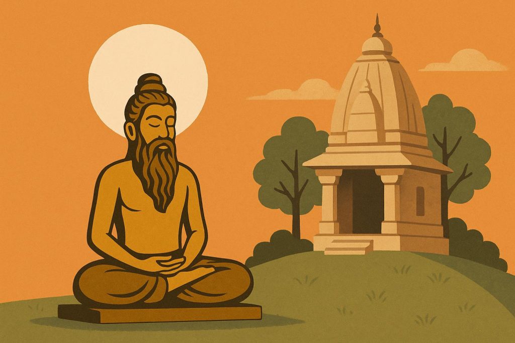 Contemporary spiritual teacher meditating in a minimalist urban setting, symbolizing modern wisdom