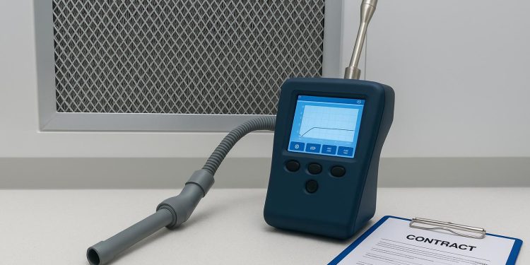 HEPA filter integrity testing in cleanroom environment before project handover